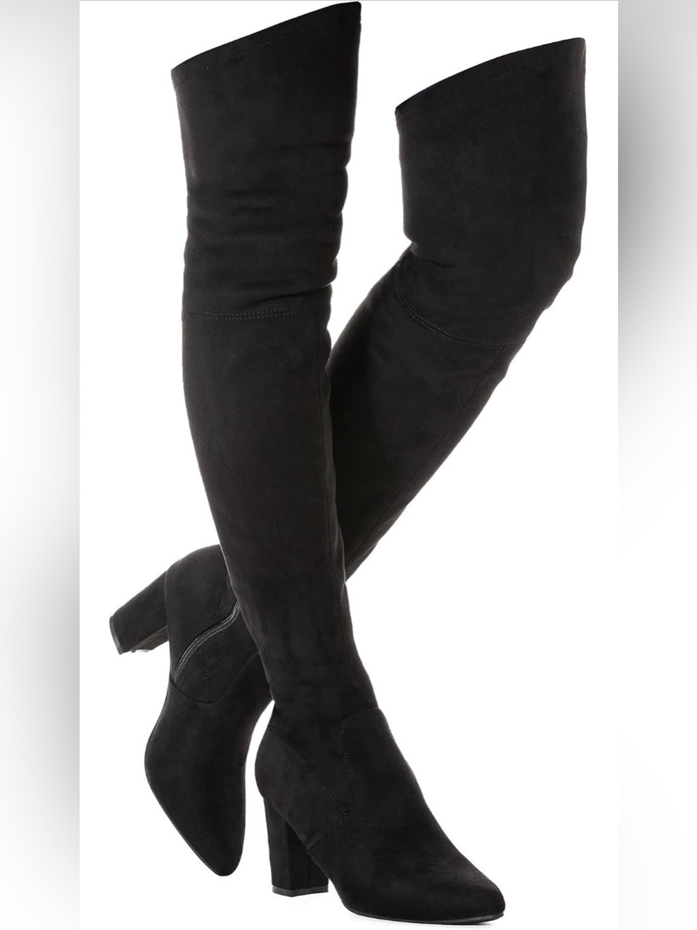 Black “suede” over the knee boots